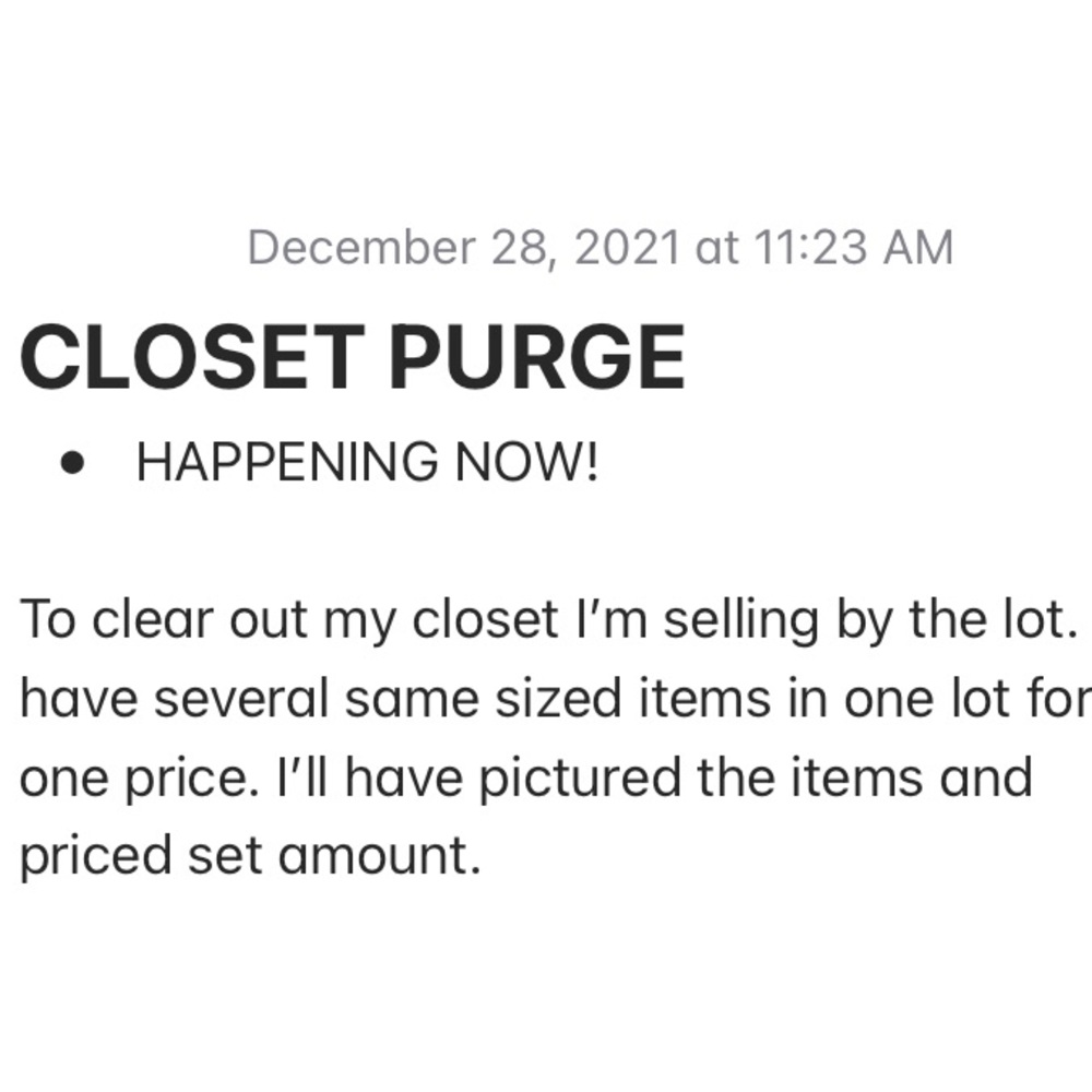 Closet clothing lot purge